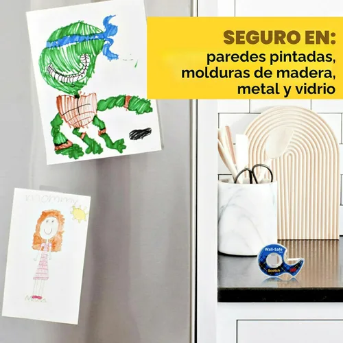 Miniatura 8 de Scotch Cinta segura para pared, 1 rollo dispensador, cinta extraíble segura para pared, para colgar fotos, arte, decoración, 3/4 pulgadas x 650