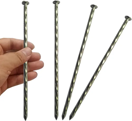 Paquete de 50 - Estacas de Jardín de Metal Galvanizado Sólido Antioxidante de 8", Clavos/Picos de Borde de Paisajismo en Espiral/Anclajes, para