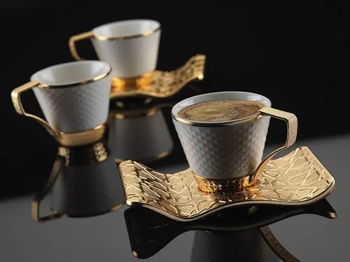 Miniatura 3 de DEMMEX Juego de tazas de café y café expreso bosnio griego turco para 6 – 18 piezas, tazas demitasse de porcelana (2.6 onzas/2.7 fl oz) con soportes