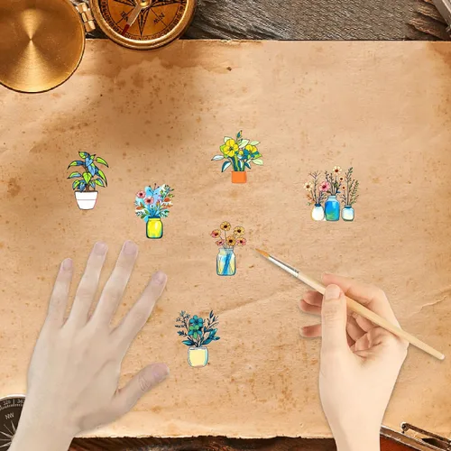 Miniatura 4 de CRASPIRE Sellos de goma transparente para plantas en maceta, sello de plantas de primavera, sello transparente para hacer tarjetas, sellado de hojas