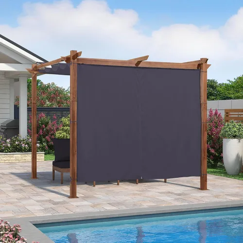 Miniatura 22 de PURPLE LEAF Pérgola retráctil para exteriores de 10 x 10 pies con toldo, refugio de metal para patio, jardín, pabellón, marco de grano de madera