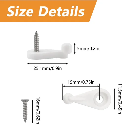 Miniatura 2 de MOROBOR Kit de 50 clips de retención de vidrio, panel de vidrio y clips de retención de puerta con tornillos (blanco puro)