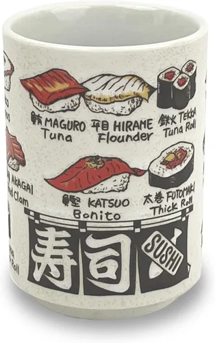 Miniatura 16 de Taza de té japonesa - Cerámica 9 fl oz, Yunomi taza, sushi hecho en Japón (C3-16 Kabuki sukeroku)