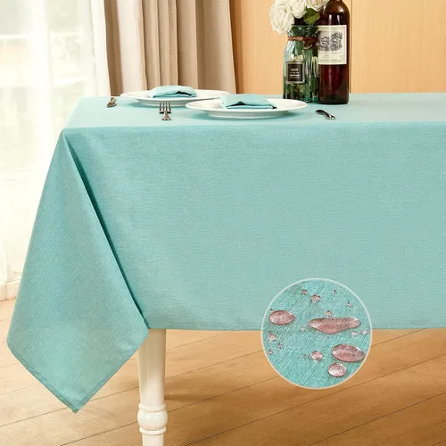 Miniatura 15 de Mebakuk Mantel Rectangular de Lino Estilo Granja, Impermeable, Anti-encogimiento, Suave y Resistente a las Arrugas, Cubierta de Mesa Decorativa