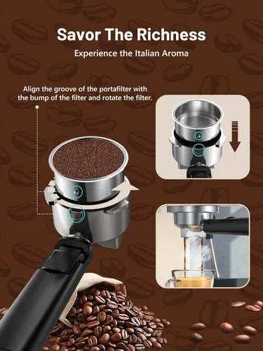 Miniatura 9 de RELEXNOW Máquina de café expreso, 20 bares, espumador de leche y panel LCD, máquina de café caliente y helado, máquina de café espresso de acero