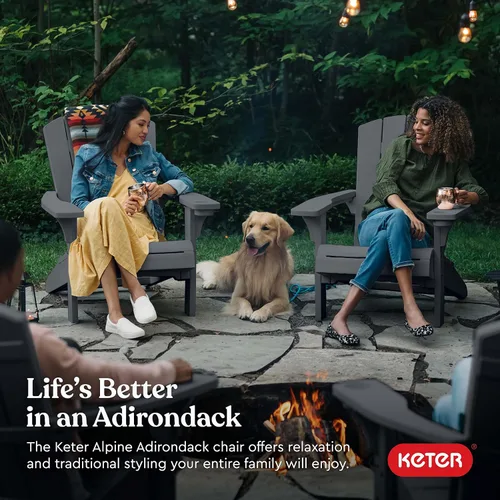 Miniatura 4 de Keter Alpine Adirondack - Sillas de Muebles de Patio de Resina para Exteriores con Portavasos - Perfectas para Playa, Piscina y Asientos de Hoguera