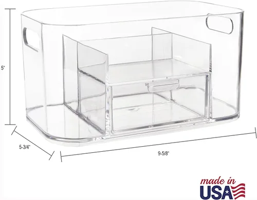Miniatura 5 de STORi Bliss Organizador de Maquillaje Transparente para Encimera, Organizador de Baño Dividido y Cajón de Almacenamiento, Soporte para Brochas