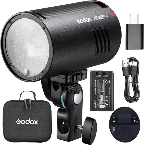 Godox AD100 Pro II Flash Strobe,HSS TTL Cámara de bolsillo con zoom ajustable Monolight 100Ws 5800K bicolor con sistema inalámbrico X 2.4G,