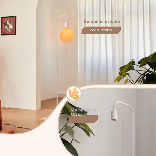 Miniatura 2 de ONEWISH Lámpara de pie para sala de estar, lámpara de pie minimalista con bombilla LED moderna, vidrio blanco esmerilado de 6 pulgadas, 1800 K