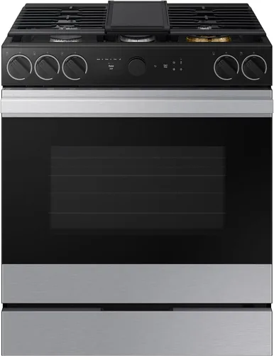 Miniatura 12 de SAMSUNG Rango eléctrico deslizante inteligente a medida de 6.3 pies cúbicos con cámara de horno inteligente y perillas de precisión iluminadas