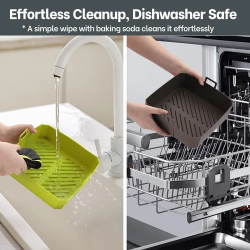 Miniatura 7 de Revestimientos de silicona para freidora de aire 4QT para Ninja AF101, paquete de 2, revestimientos de cesta de freidora de aire de platino libres