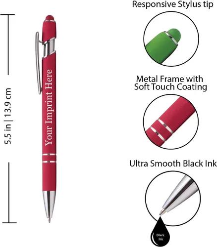 Miniatura 2 de ExpressDesigns™ - Bolígrafos personalizados premium con lápiz óptico Ráfaga de color Bolígrafos personalizados con nombre impreso de metal suave