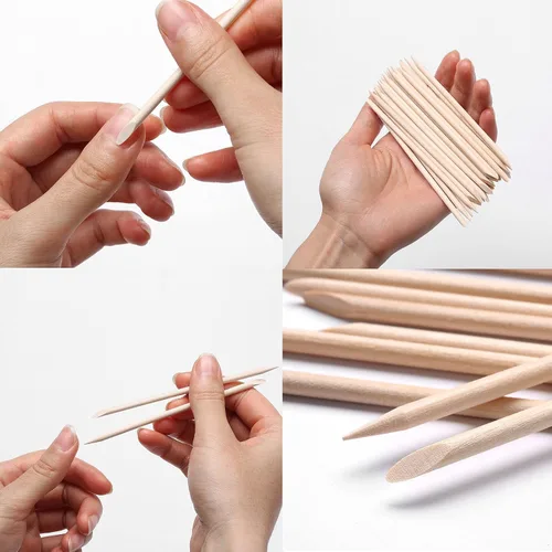 Miniatura 7 de 100 palitos de madera naranja para uñas, removedor de cutículas de doble cara, herramienta de manicura y pedicura para manicura y pedicura