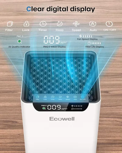 Miniatura 7 de Purificadores de aire para dormitorio del hogar de hasta 1102 pies cuadrados con sensores de calidad del aire, filtro H13 True HEPA, purificador