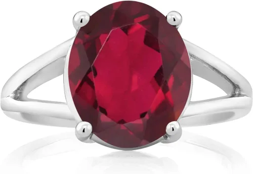 Miniatura 52 de Gem Stone King Anillo solitario con piedra preciosa de 3.00-7.00 quilates Plata de ley 925 Ovalado de 0.47 x 0.49 pulgadas Anillo