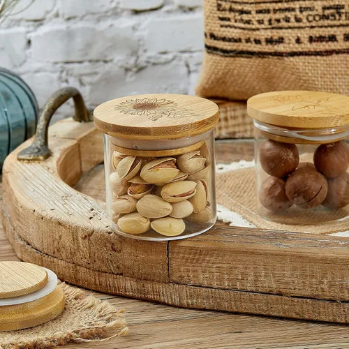 Miniatura 6 de Gueevin Juego de 24 tapas para tarros de yogur a granel de madera de bambú compatibles con tarros de yogur Oui, redondos, reutilizables, con anillos