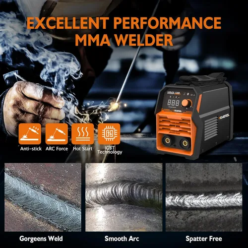 Miniatura 2 de Femerol Soldador de palo 130A, mini y portátil MMA soldador de arranque en caliente 110V máquina de soldadura ARC pantalla digital IGBT inversor