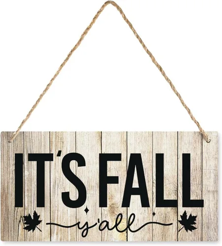Miniatura 19 de Letrero de madera con texto en inglés "Its Fall Yall", decoración rústica para colgar en la puerta de otoño, decoración de porche para el hogar