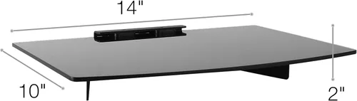 Miniatura 3 de TechOrbits Estante de pared de vidrio – Estante de montaje en pared para componentes multimedia DVD – Consola de entretenimiento flotante
