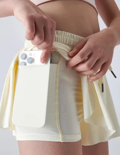 Miniatura 13 de Paquete de 3 pantalones cortos fluidos para niñas con forro de elastano, 2 en 1, faldas de mariposa para jóvenes, para fitness, correr, deportes