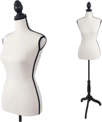 Miniatura 13 de Maniquí femenino con torso de vestido con soporte de trípode de madera, altura ajustable de 55 a 67 pulgadas, cuerpo de maniquí para costura