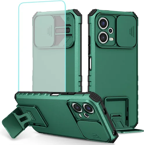 Miniatura 9 de Funda para Redmi Note 12 5G, Redmi Note 12 4G/Poco X5 5G con protector de pantalla de vidrio templado y cubierta de cámara deslizante, cubierta