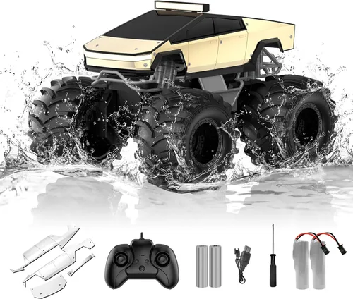 Coche de control remoto para niños, juguetes de camiones monstruo 1:18, autos RC anfibios, camiones RC impermeables de 2.4 GHz, camioneta
