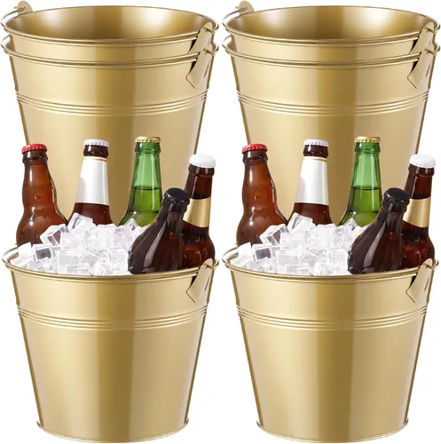 Miniatura 12 de Didaey 12 cubos de metal para cerveza, cubos de hielo a granel, cubos de hielo con asa, enfriador de bebidas para fiesta de champán, bebidas