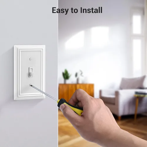 Miniatura 4 de DEWENWILS Paquete de 4 placas de pared de palanca, cubiertas metálicas para interruptores de luz con acabado blanco, placas frontales de servicio