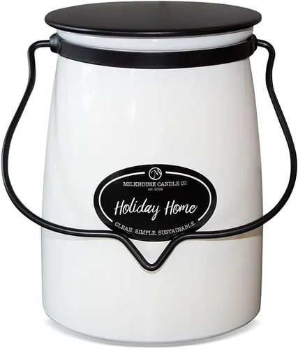 Miniatura 59 de Milkhouse Candle Company Vela de soja de manzana y caramelo, rodajas de manzana, canela, perfumada a vainilla dulce, tarro de mantequilla de 16