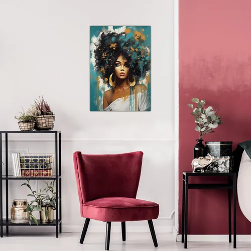 Miniatura 296 de Arte de pared afroamericano, decoración de rey y reina bailarín negro para sala de estar, arte de pareja de amor negro para dormitorio, lienzo