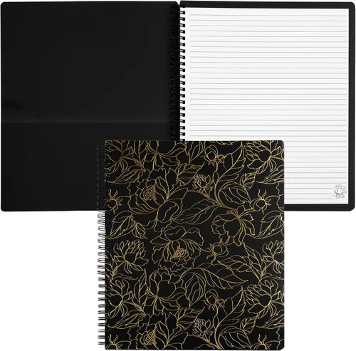 Miniatura 25 de Steel Mill & Co - Cuaderno de espiral grande con rayas universitarias, 11" x 9.5", tapa dura y 160 páginas forradas, diseño floral rosa