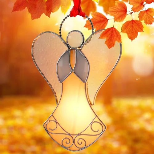 Miniatura 15 de Atrapasoles de Vidrio Emplomado para Ventanas Colgantes de Ángel Azul Adorno Personalizado de Metal Regalos Decorativos para Mamá Abuela Amiga