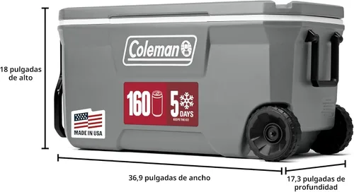 Miniatura 2 de Coleman Classic Series - Enfriador portátil aislado con ruedas, resistente a fugas, para exteriores, mantiene el hielo hasta 5 días, 100 cuartos
