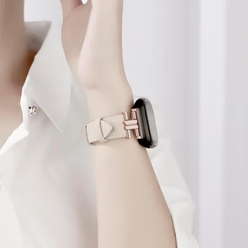 Miniatura 4 de Correa de cuero compatible con Fitbit Versa 4/Sense 2 bandas para mujer, elegante correa de cuero delgada compatible con Fitbit Sense/Versa 3 lujosa