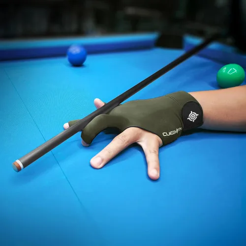 Miniatura 4 de Guantes de piscina para mano izquierda, guantes de billar de 3 dedos, control de taco de baja fricción, malla transpirable y ajuste ajustable, Oliva