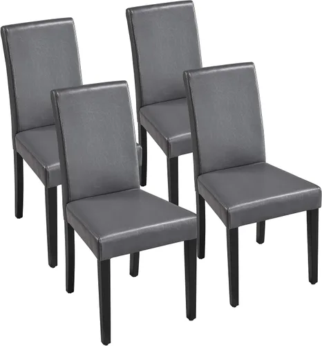 Miniatura 9 de Topeakmart Juego de 4 sillas de comedor de piel sintética con respaldo alto, patas de madera de pino acolchadas, sillas de cocina para comedor, sala