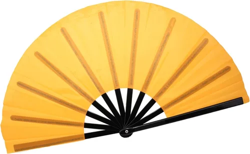 Miniatura 25 de QIRMIZI Abanico grande plegable para rave – Abanicos de tela de nailon, abanicos retro vintage para kung fu, tai chi, danza, festivales de música