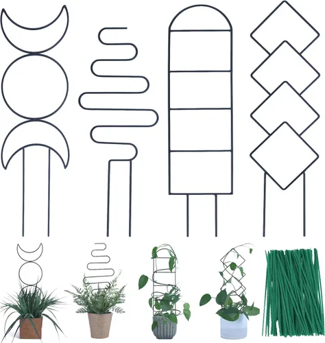 Wellsign Enrejado de plantas de interior para plantas trepadoras, enrejado de metal de jardín pequeño de 16 pulgadas para plantas en macetas al aire