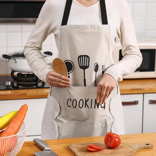 Miniatura 2 de Delantal profesional para cocinar con bolsillos, para hombres y mujeres, delantales con peto, resistentes al agua y al aceite, 1 paquete