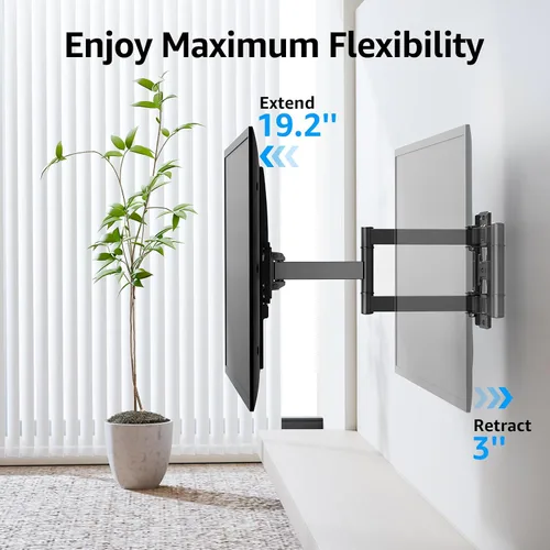 Miniatura 4 de MOUNTUP Soporte de pared para TV de movimiento completo para televisores de 26 a 55 pulgadas, soporte de pared de esquina con brazo articulado único