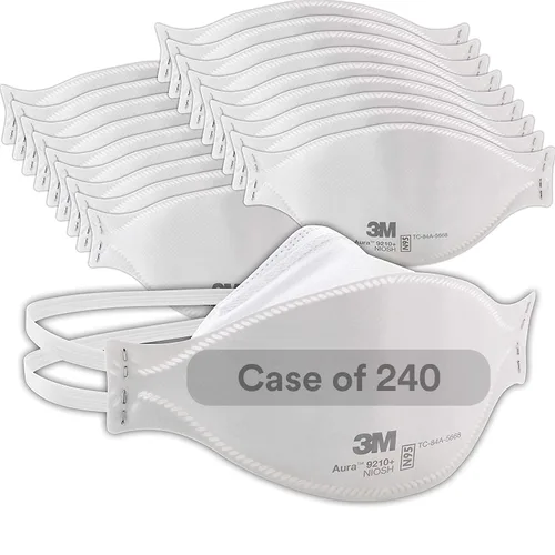 3M Aura - Respirador de partículas 9210+, N95, paquete de 240 respiradores desechables, aprobado por NIOSH, cómodo envuelto individualmente, diseño