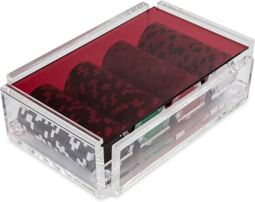 Miniatura 10 de La Ficha - Juego de fichas de póquer, 100 fichas resistentes y resistentes, incluye 4 fichas de color para jugar, caja de acrílico hecha a mano