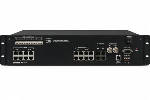 Aiphone Unidad de intercambio central AX-084C para hasta 4 estaciones maestras y 8 puertas, sistema de seguridad integrado de audio y video de la