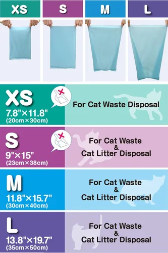 Miniatura 7 de BOS Amazing Odor Sealing Cat - Bolsas de eliminación de desechos para gatos, duraderas y sin perfume [Tamaño: M, color: azul claro]