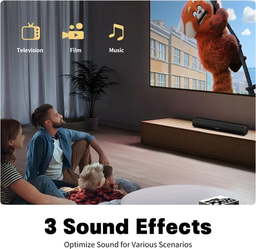 Miniatura 5 de Barra de sonido para Smart TV, barra de sonido de 16'/60W con graves impactantes, luz dinámica y control remoto, altavoces de TV montables en pared