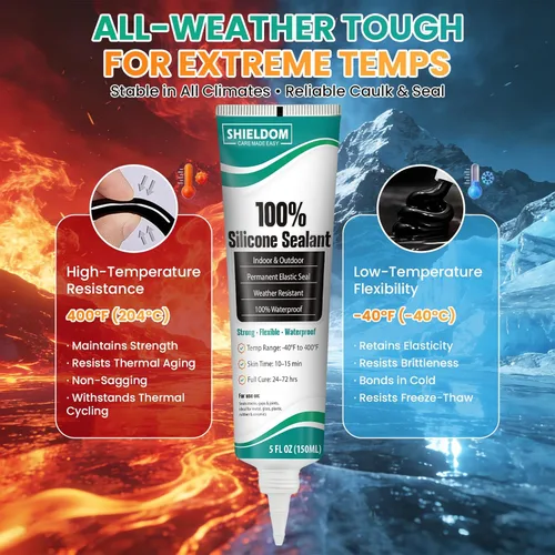 Miniatura 5 de SHIELDOM Sellador de silicona adhesivo de silicona con herramienta de acabado, sello 100% impermeable, a prueba de encogimiento y grietas, flexible