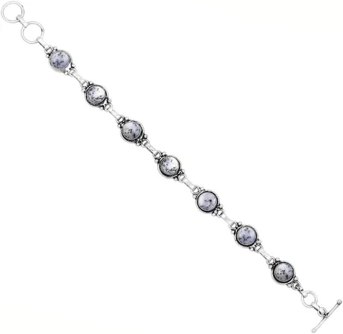 Miniatura 72 de Round Shape Natural & Synthetic Gemstones Silver Plated Bracelets for Women - Vintage Bohemian Style Handmade Birthstone Adjustable Link Bracelet