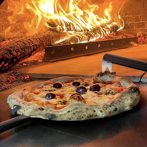 Miniatura 5 de G.a HOMEFAVOR Juego de herramientas para pizza de 5 piezas, 12 x 15 pulgadas, cáscara de pizza de aluminio perforada, cáscara giratoria redonda de 9