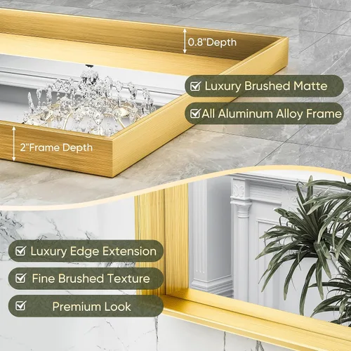 Miniatura 5 de Suidia - espejo de baño, espejo de pared de 60 x 36 pulgadas con marco de metal, espejo de tocador de baño para sala de estar, dormitorio, baño